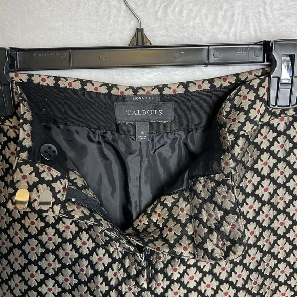 Talbots Signature 16 Dress Pants platinum floral printed black gold Holiday‎ EUC - Picture 4 of 8